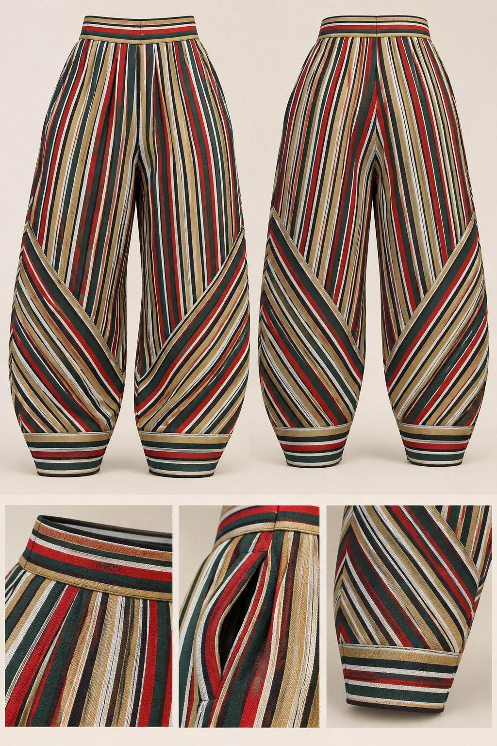 Asake Oge Unisex Striped Barrel Legged Pants