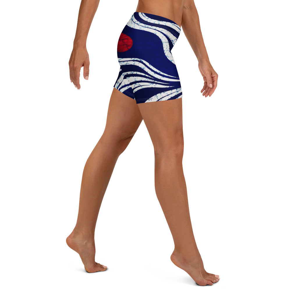 Omi African Print Athleisure Shorts Product mockup