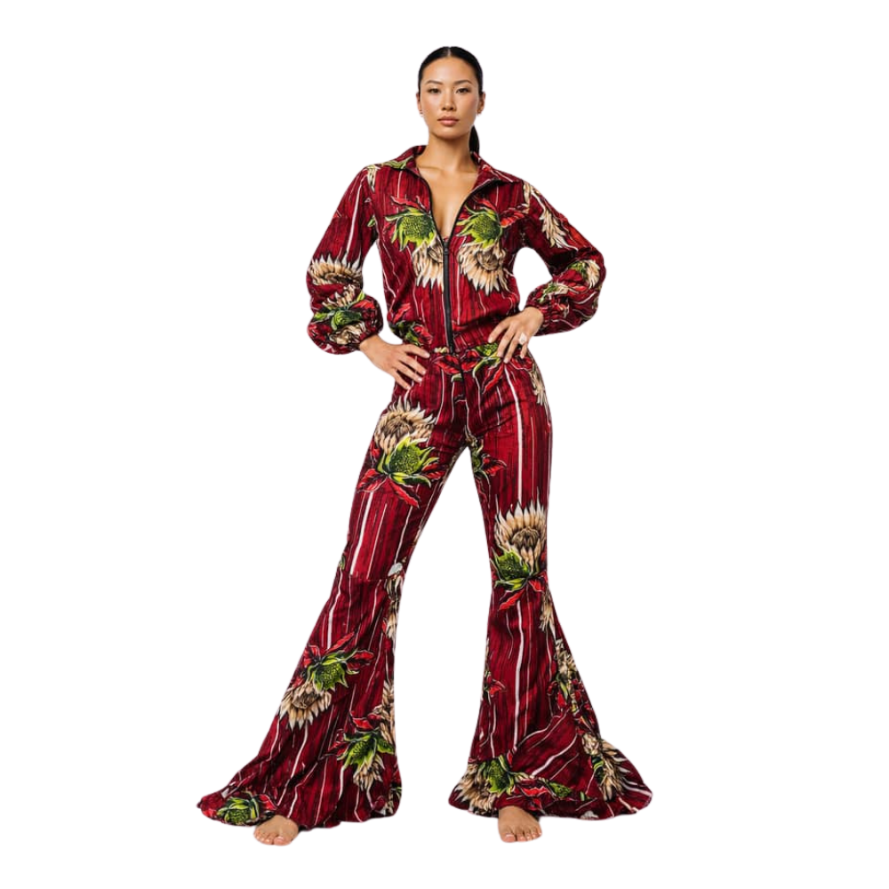 Woman wearingPrince Revival Ankara African Print Set | ASAKE-OGE a white background