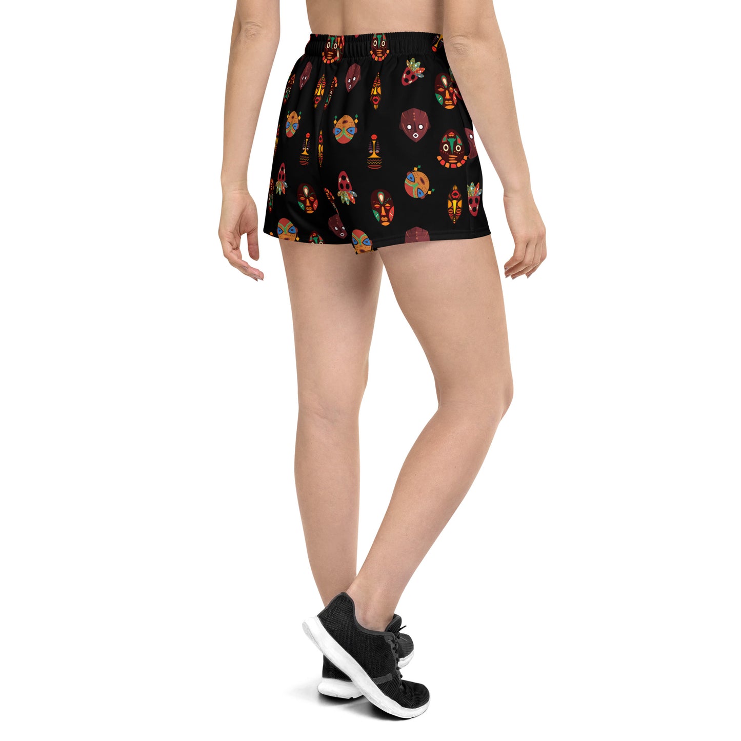 Chi Heritage Mask Motif Recycled Women’s Athletic Performance Shorts - 2.5" Inseam