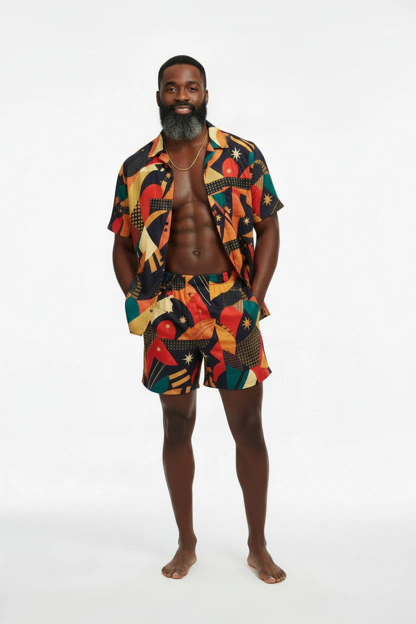 ÌGBÀ Unisex African Print Shirt & Shorts Bundle | Juneteenth | ASAKE-OGE