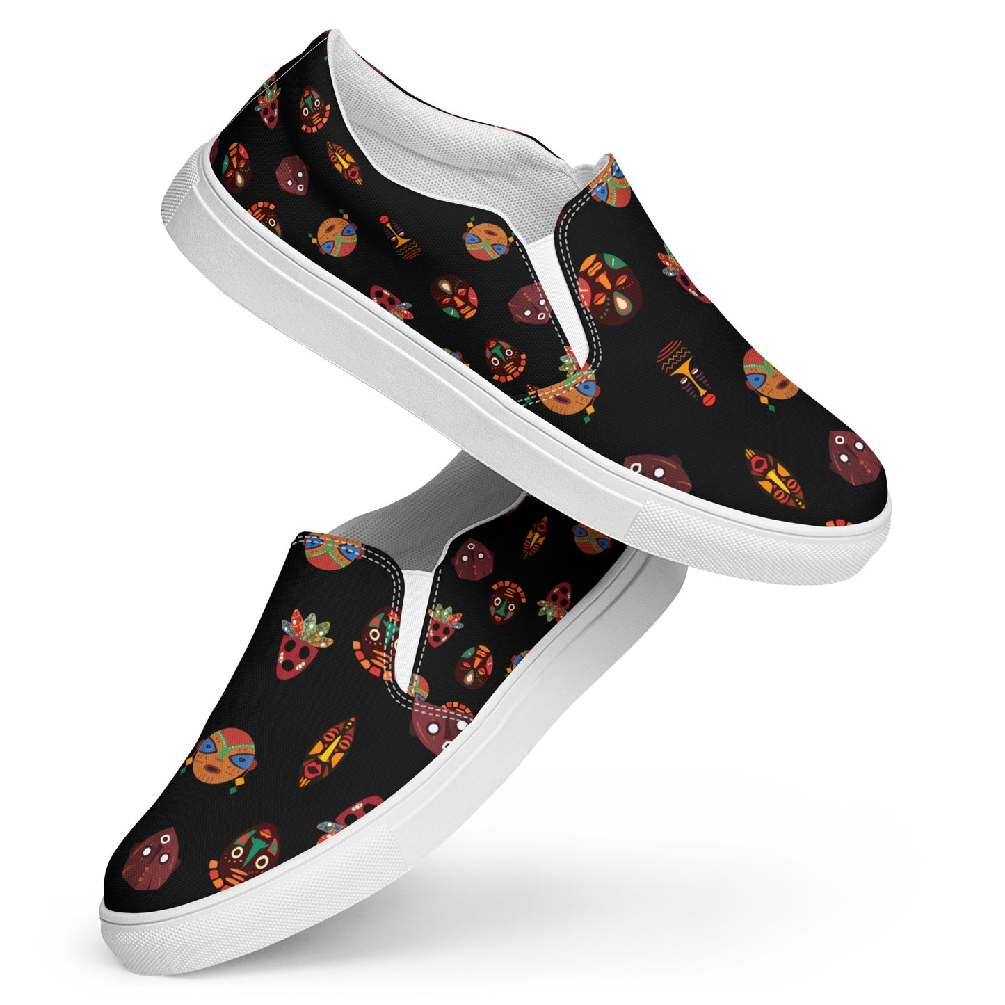 Chi Black Midnight Mask Motif Women's Slip-On Canvas Shoes- Breathable