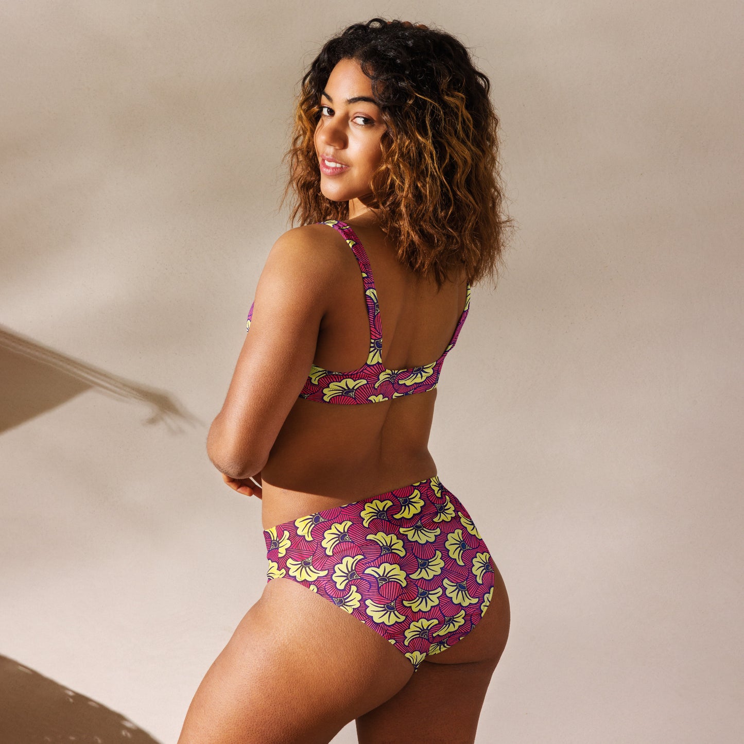 Fleur Bloom High-Waist Bikini - Recycled UPF 50+ Performance Swimwear