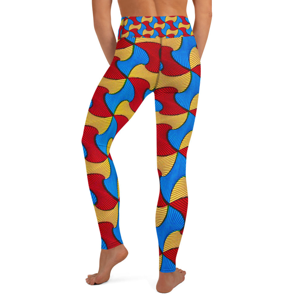 Back view of woman wearing Santi Ankara Print leggings