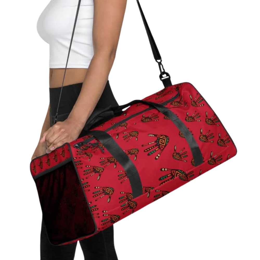 Duro Crimson Tribal Palm Print Duffle Bag