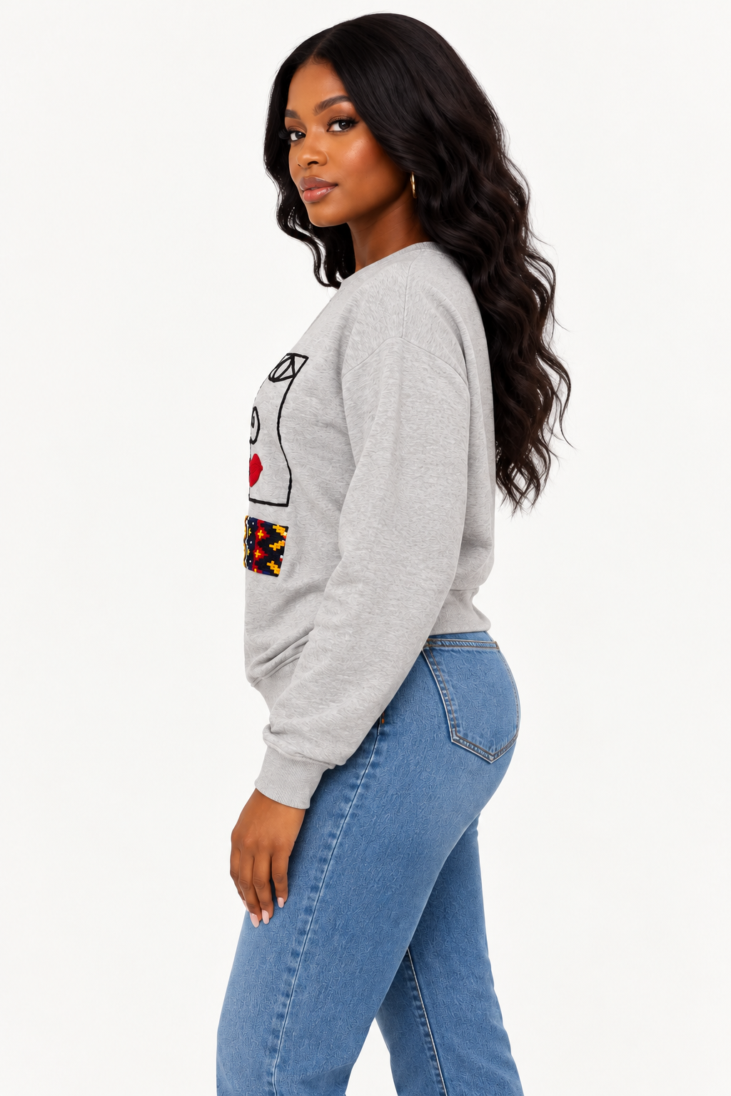 ASAKEOGE Heritage Faces Graphic Sweatshirt | Grey