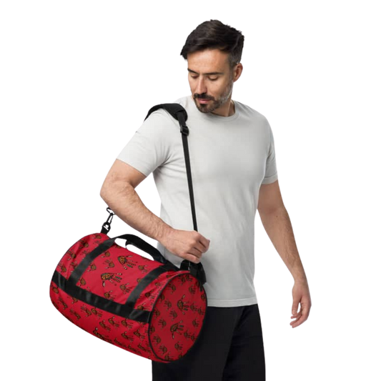 Duro Crimson Tribal Palm Print Overnight Gym Bag
