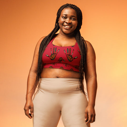 African Print Longline Sports Bra: High-Impact Compression | ASAKE-OGE