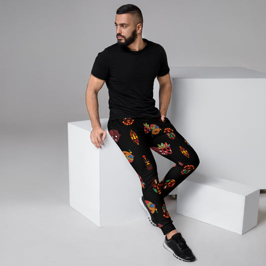 African Print Men's Joggers — Chi Tribal Mask | ASAKE-OGE