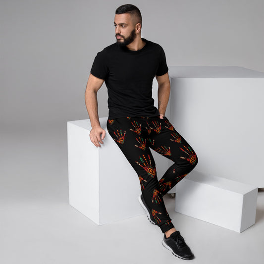 African Print Men's Joggers — Tribal Palm Print | ASAKE-OGE