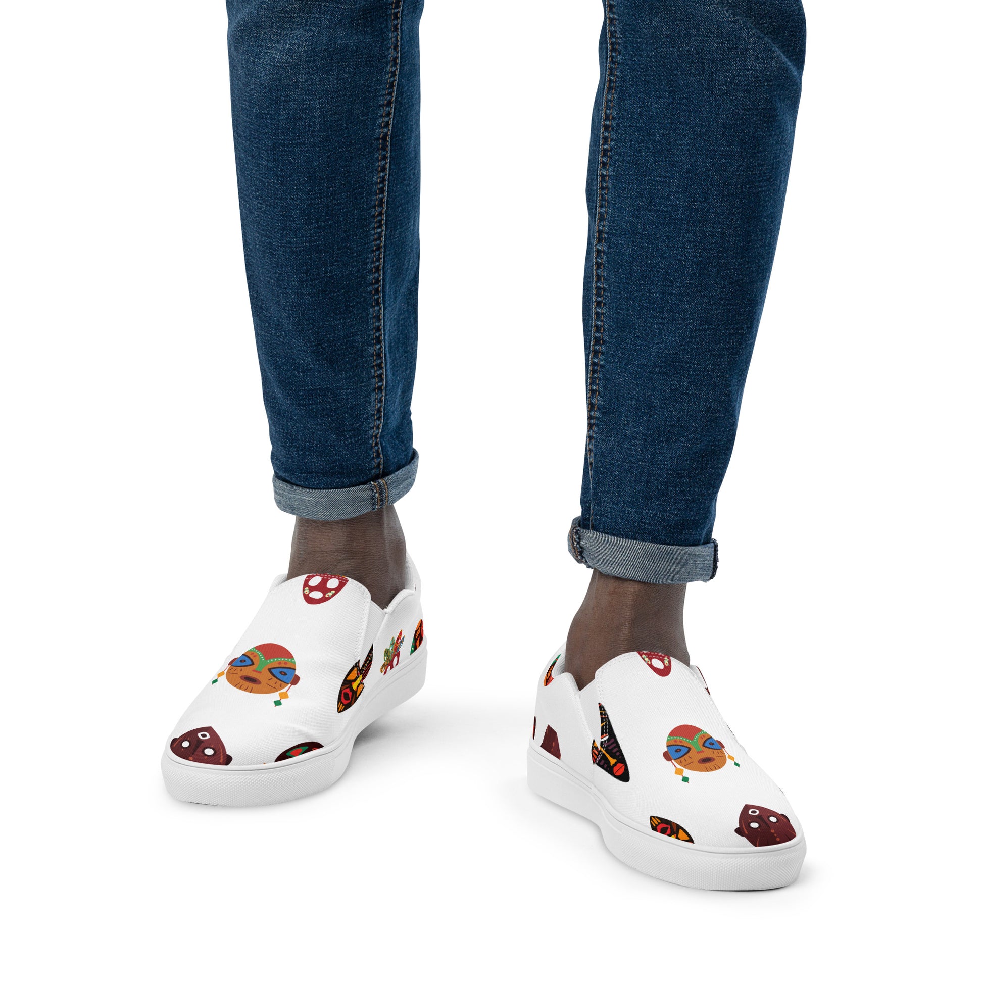 African Print Men's Slip-On Canvas Shoes | ASAKE-OGE