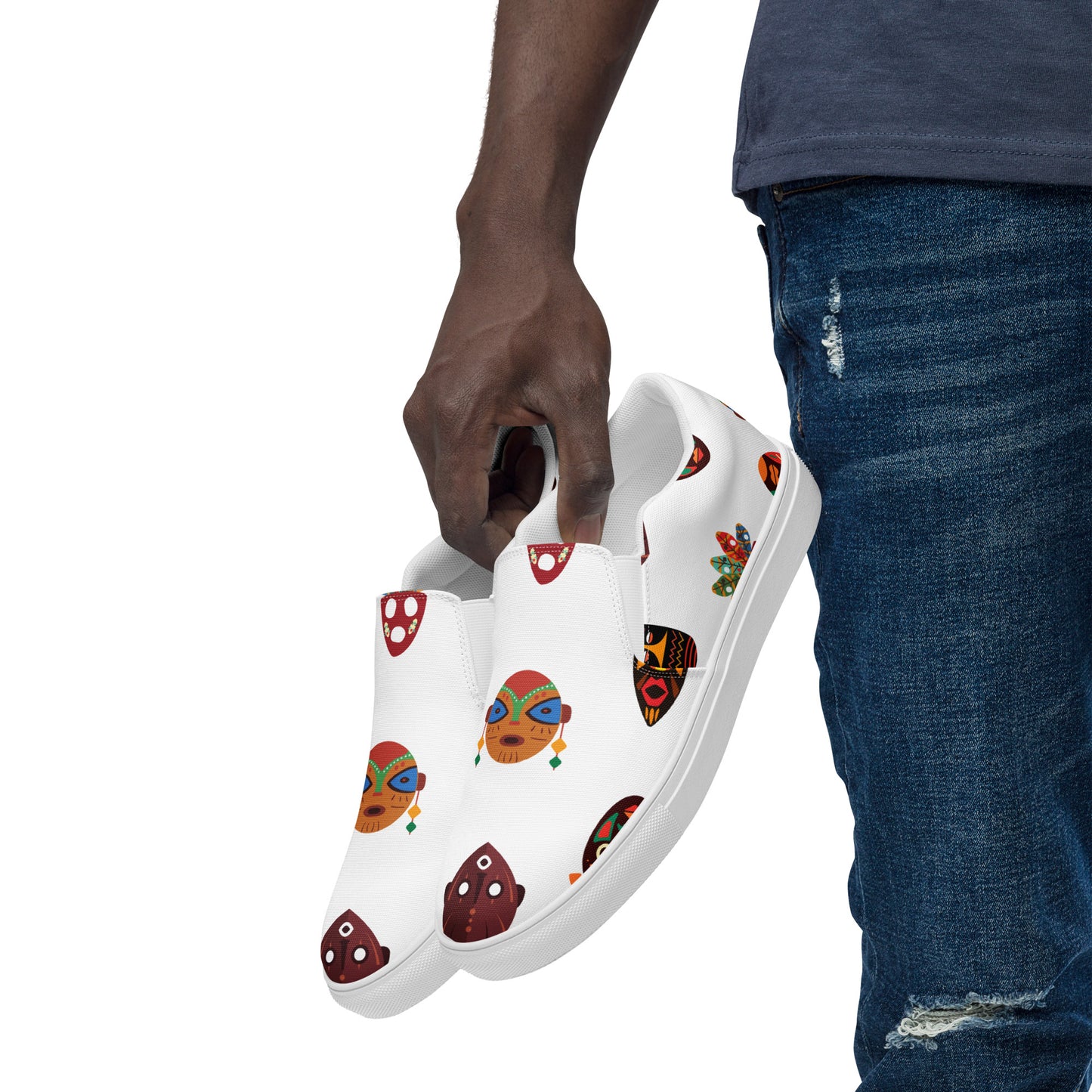 African Print Men's Slip-On Canvas Shoes | ASAKE-OGE