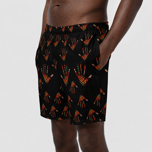 African Print Men's Swim Trunks — Duro Tribal Palm Print Quick-Dry Shorts