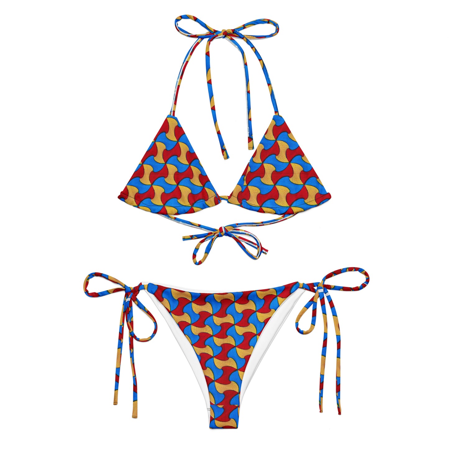 African Print String Bikini, Recycled UPF 50+ Swimwear | ASAKE-OGE