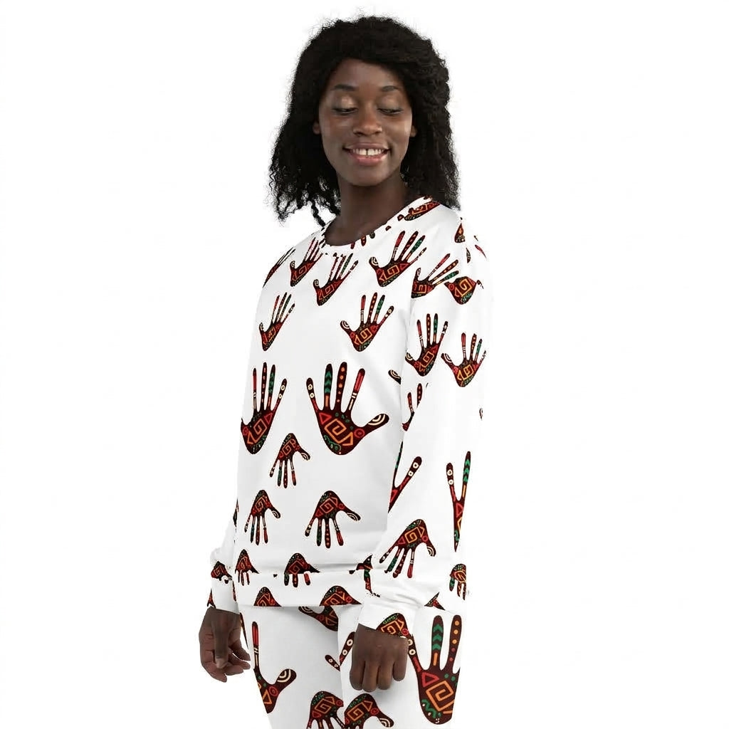 African Print Unisex Sweatshirt — Duro Palm | ASAKE-OGE