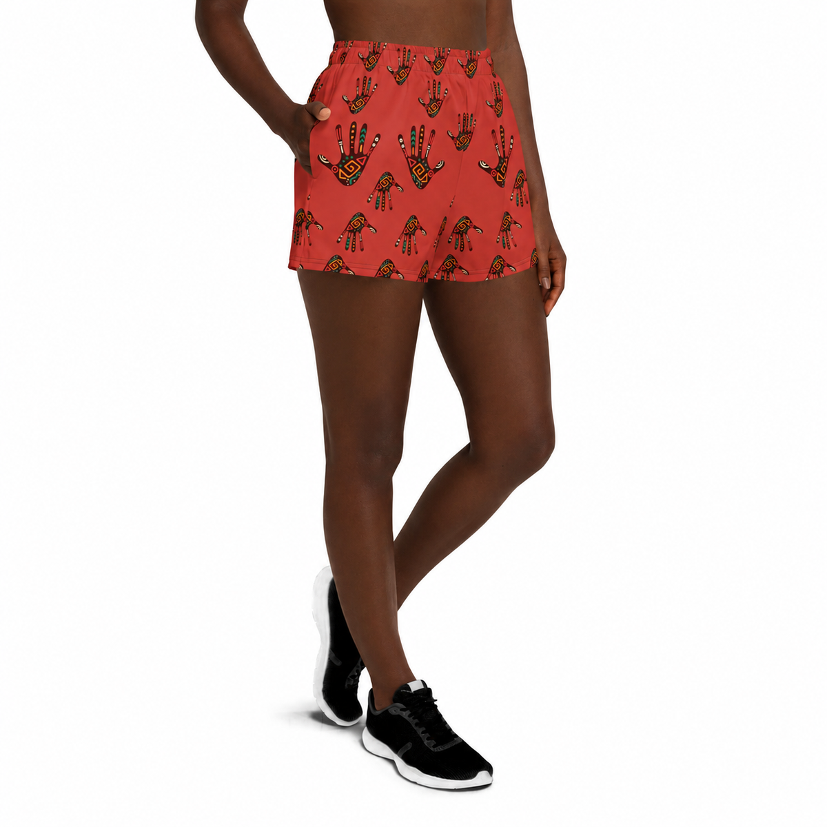 African Print Women's Athletic Shorts, Duro Kinetic Recycled Performance Shorts 2.5" Inseam
