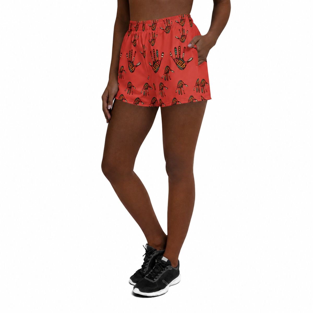 African Print Women's Athletic Shorts, Duro Kinetic Recycled Performance Shorts 2.5" Inseam
