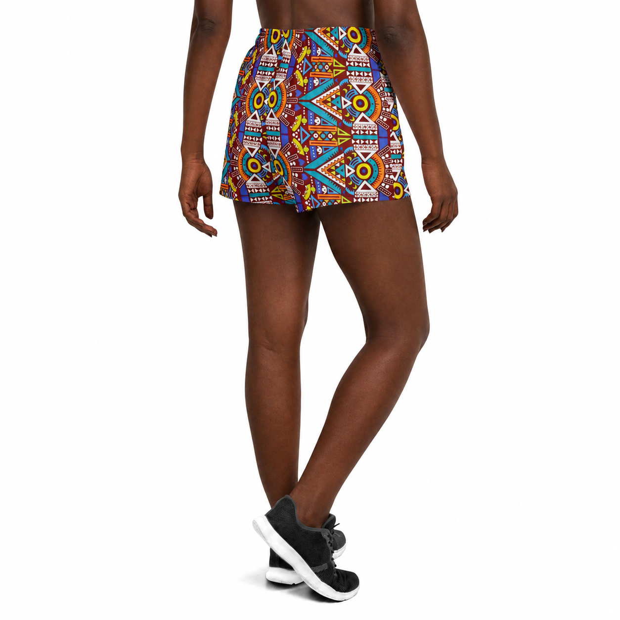 African Print Women's Athletic Shorts, Odyssey Aztec Recycled Performance Shorts 2.5" Inseam
