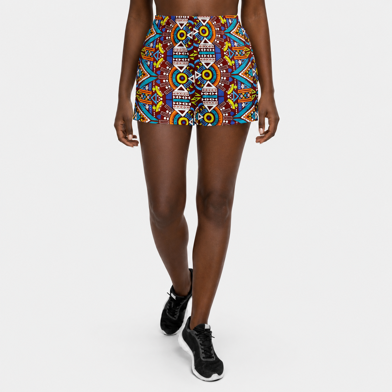 African Print Women's Athletic Shorts, Odyssey Aztec Recycled Performance Shorts 2.5" Inseam
