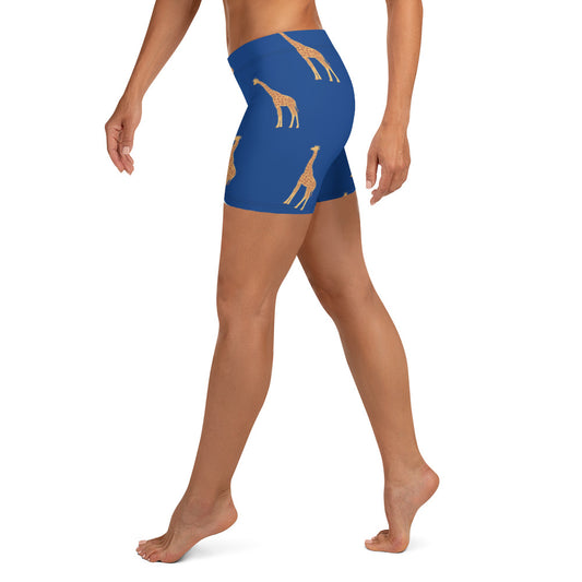 African Print Women's Athletic Shorts, Twiga Giraffe Print | ASAKE-OGE
