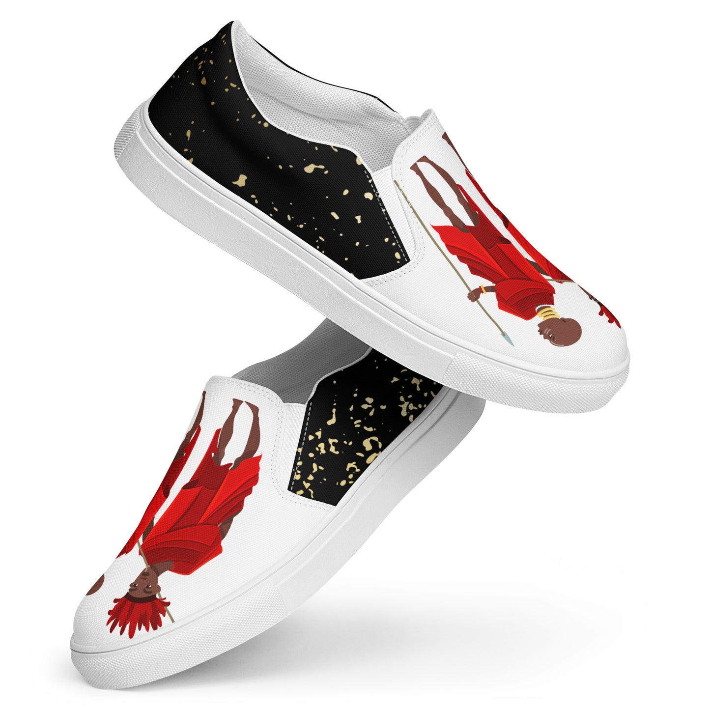 Agojie Midnight African Print Black Warrior Men’s Slip-On Canvas Shoes