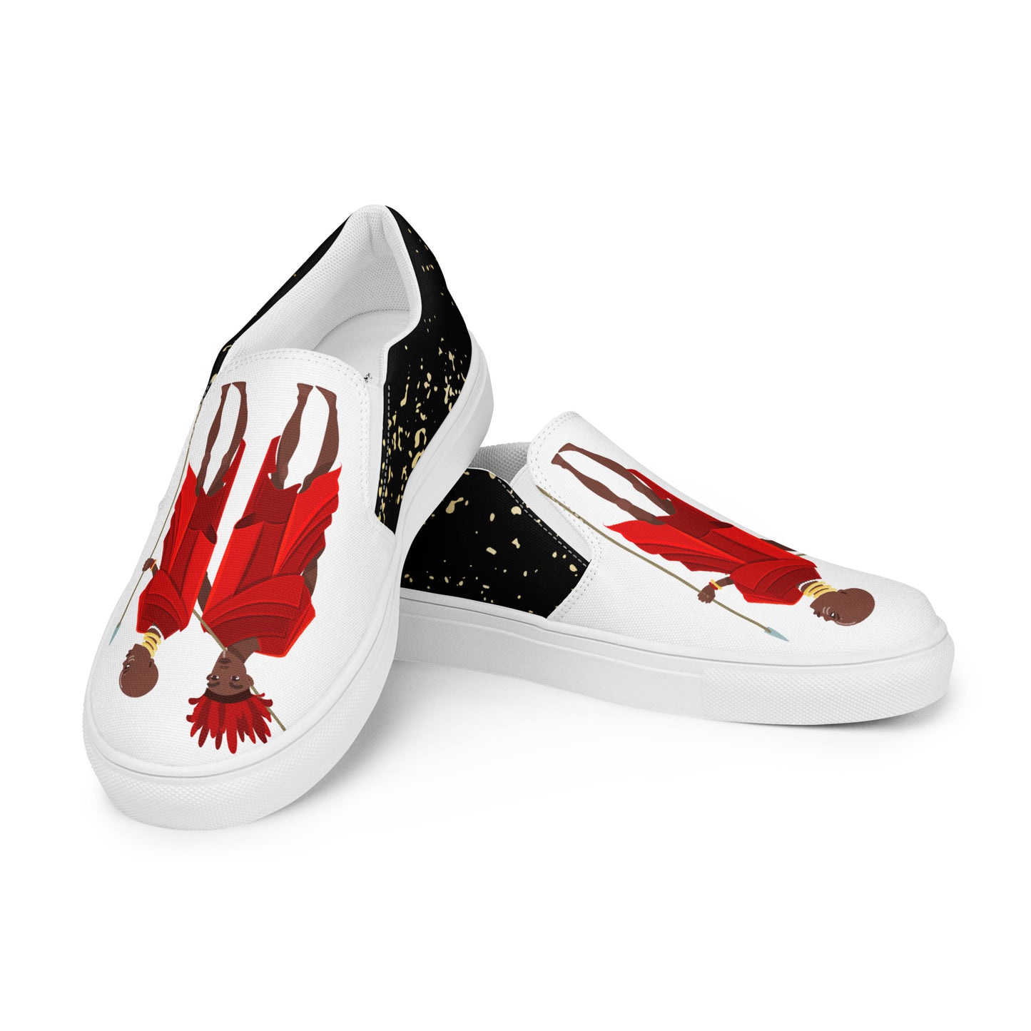 Agojie Midnight African Print Black Warrior Men’s Slip-On Canvas Shoes