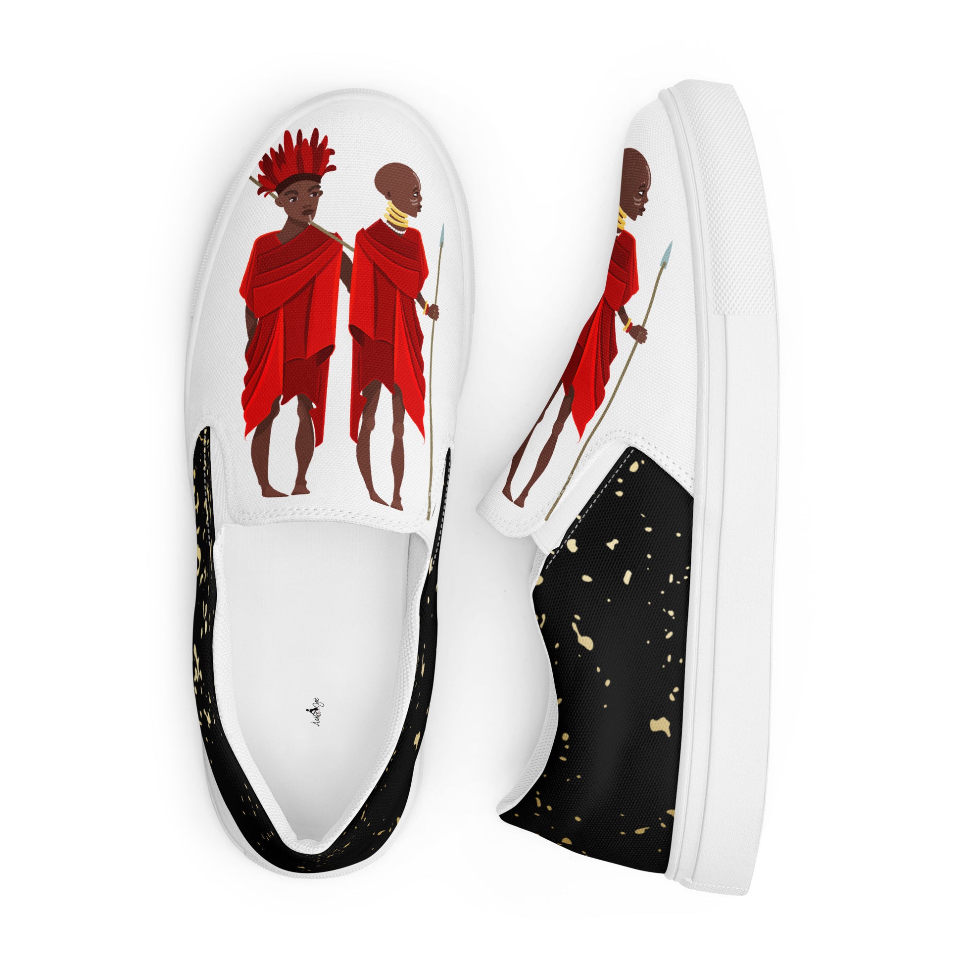 Agojie Midnight African Print Black Warrior Men’s Slip-On Canvas Shoes