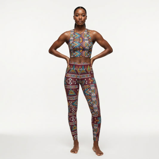 African Print Women's Tank Top: Odyssey Aztec Tribal Print Microfiber Stretch