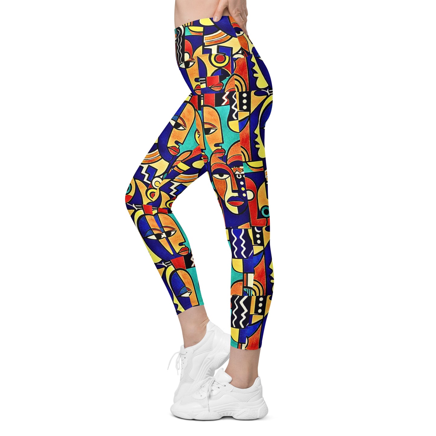  ÌWÀ African print leggings with pockets for Juneteenth active lifestyle 