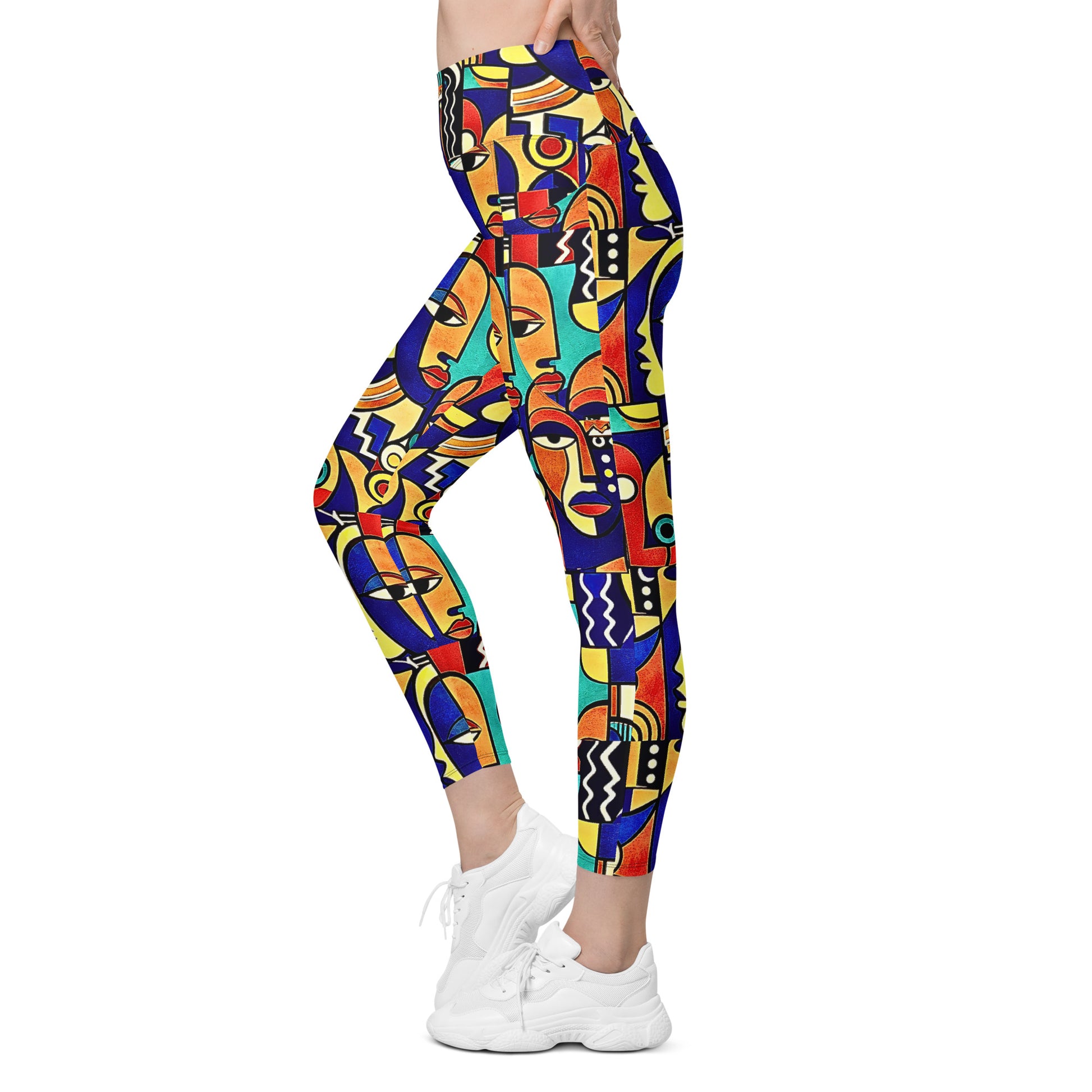 ÌWÀ African print leggings with pockets for Juneteenth active lifestyle 