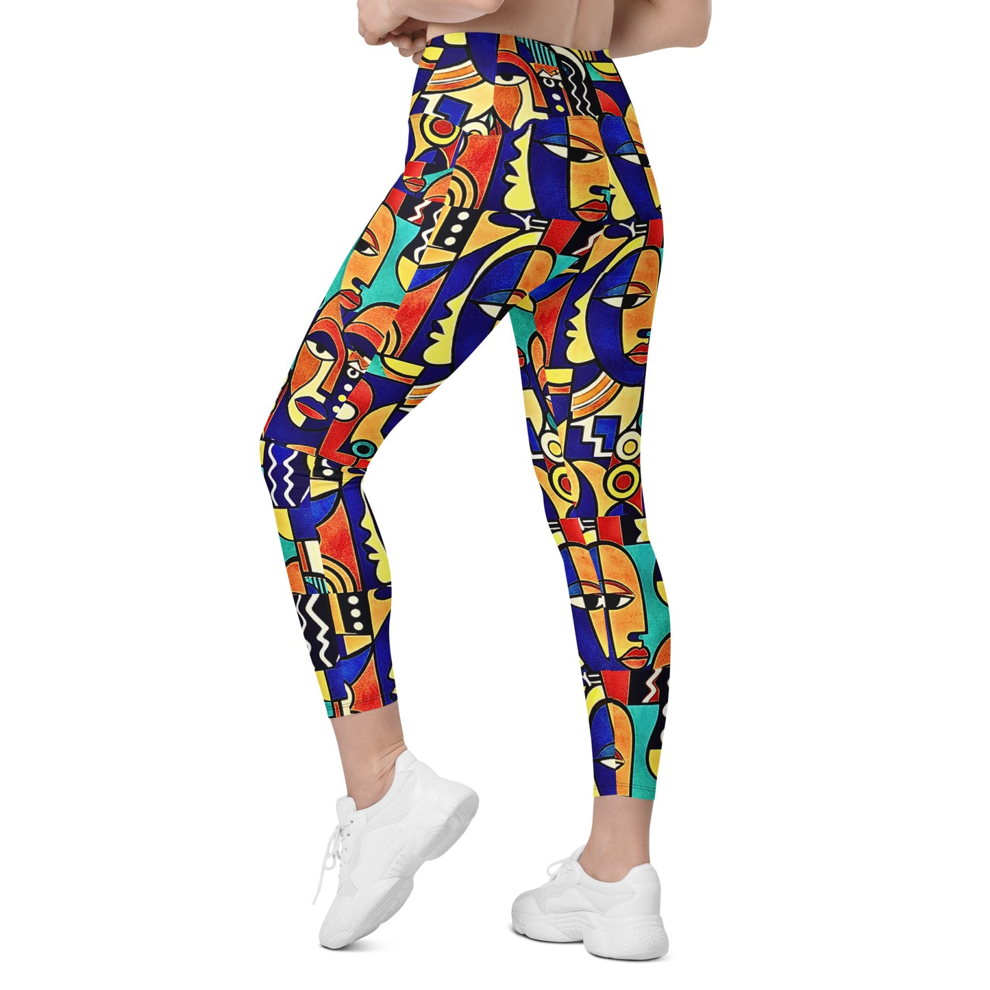  ÌWÀ African print leggings with pockets for Juneteenth active lifestyle 
