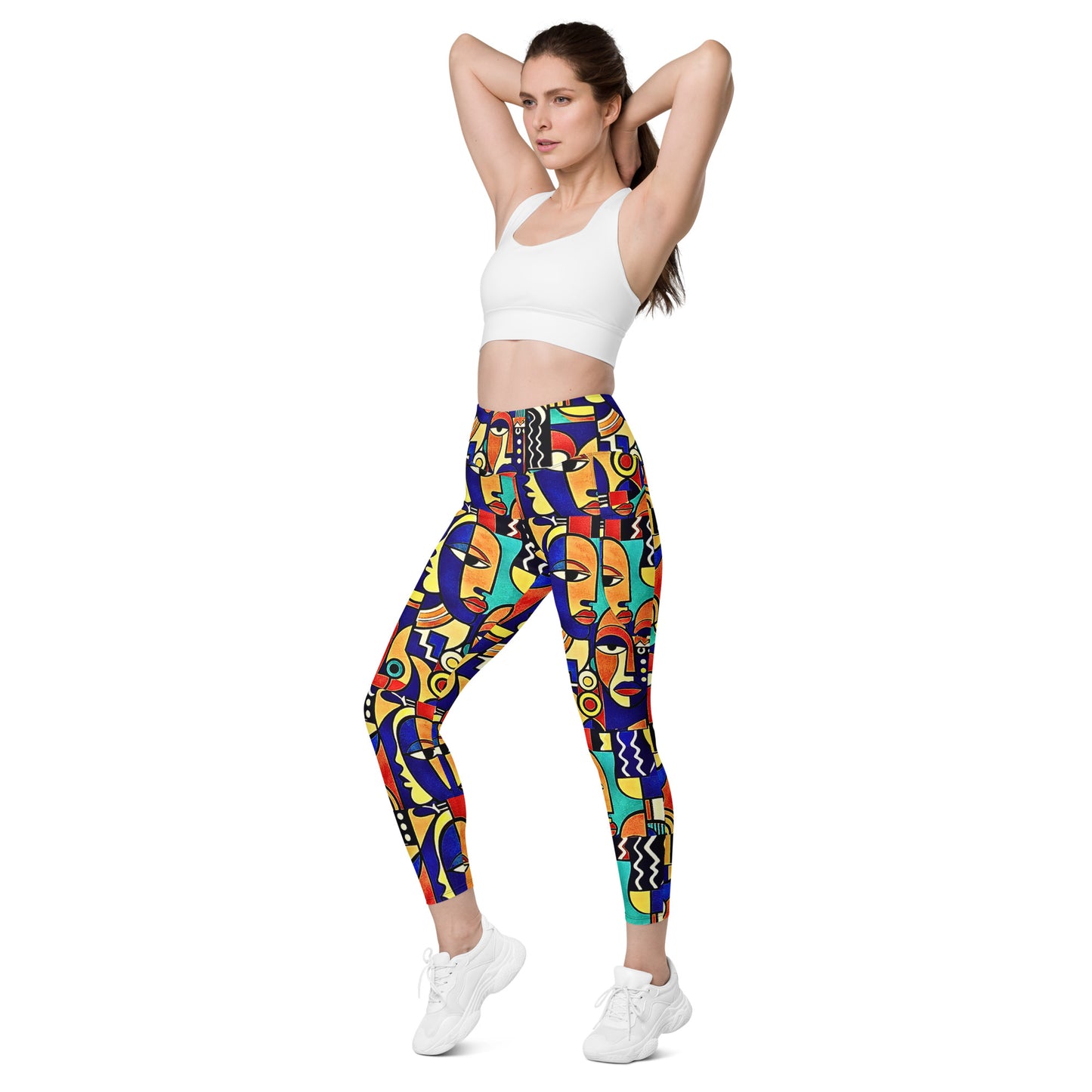 ÌWÀ African print leggings with pockets for Juneteenth active lifestyle 