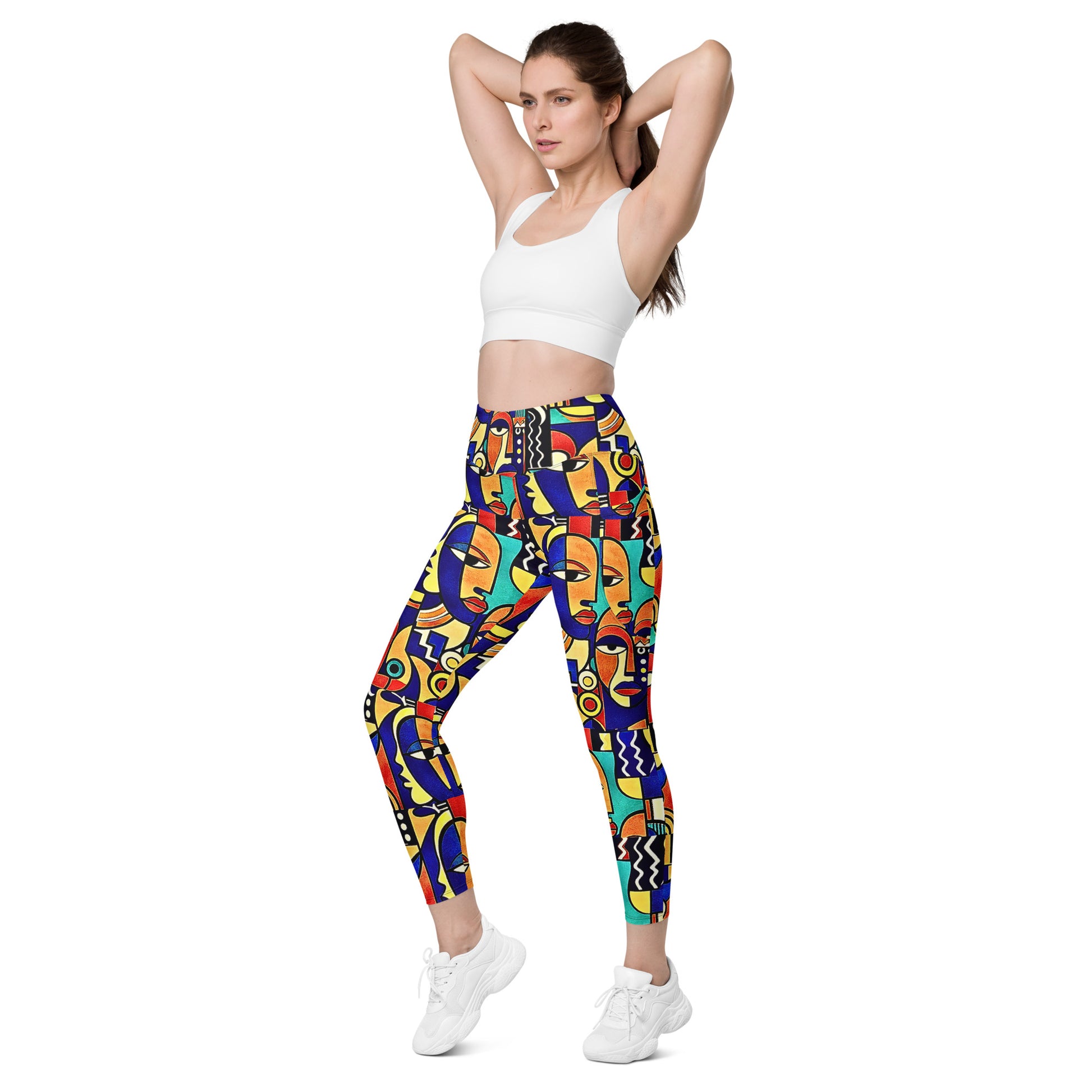 ÌWÀ African print leggings with pockets for Juneteenth active lifestyle 