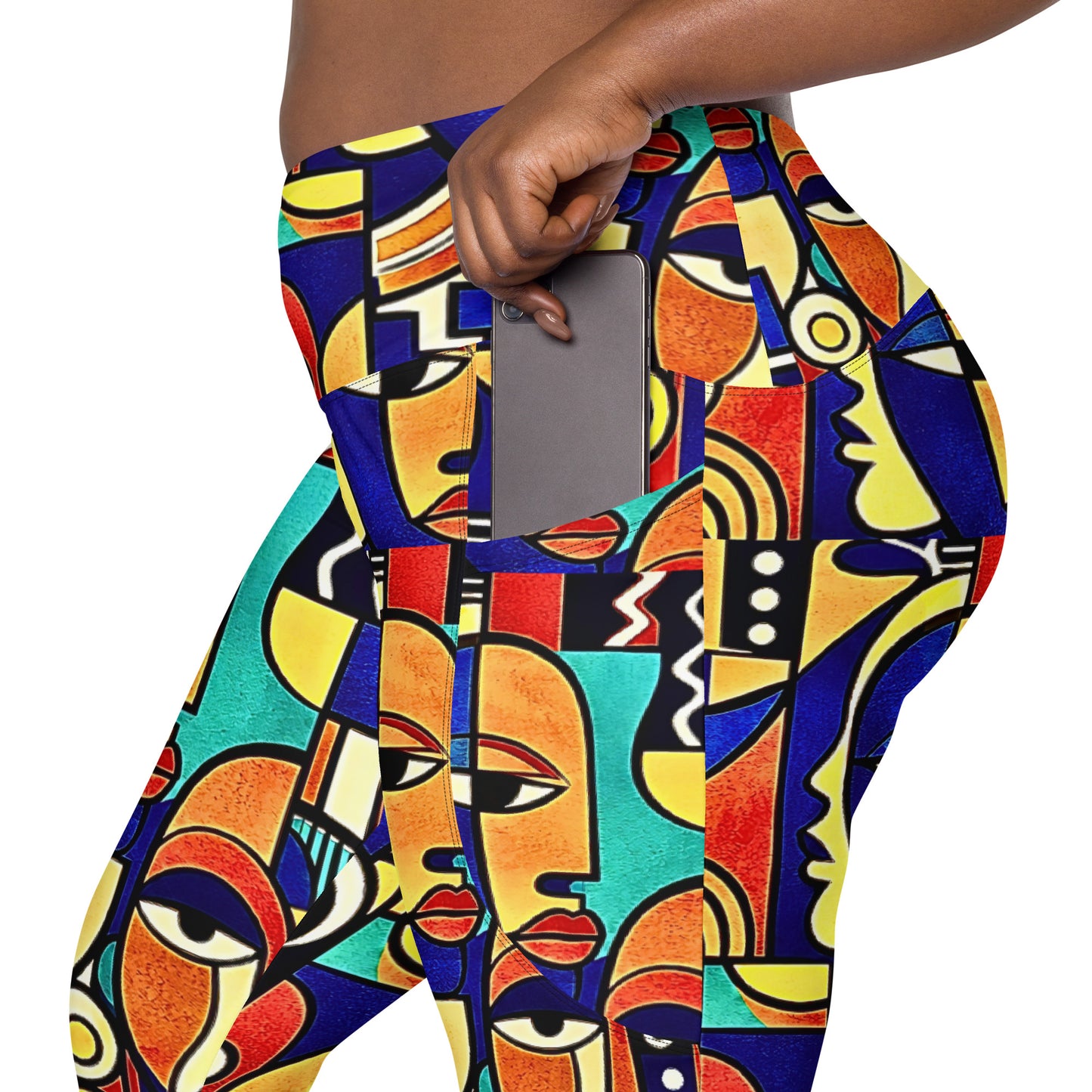  ÌWÀ African print leggings with pockets for Juneteenth active lifestyle 
