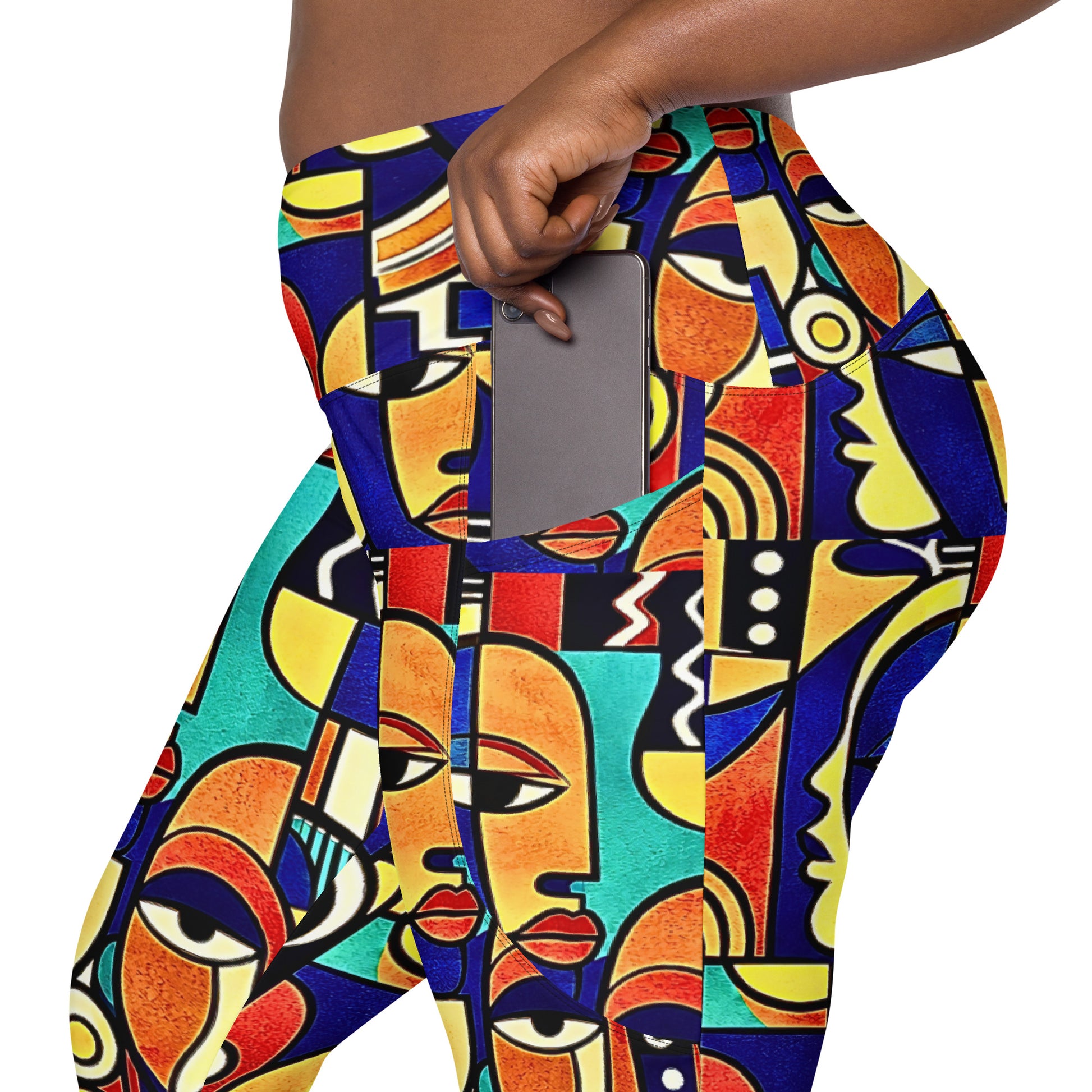  ÌWÀ African print leggings with pockets for Juneteenth active lifestyle 