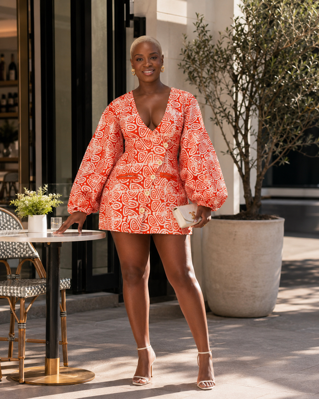 ASAKE-OGE Aila Balloon Sleeve Blazer Dress
