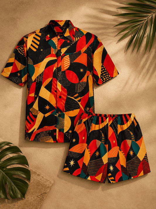 ÌGBÀ Unisex African Print Shirt & Shorts Bundle | Juneteenth | ASAKE-OGE