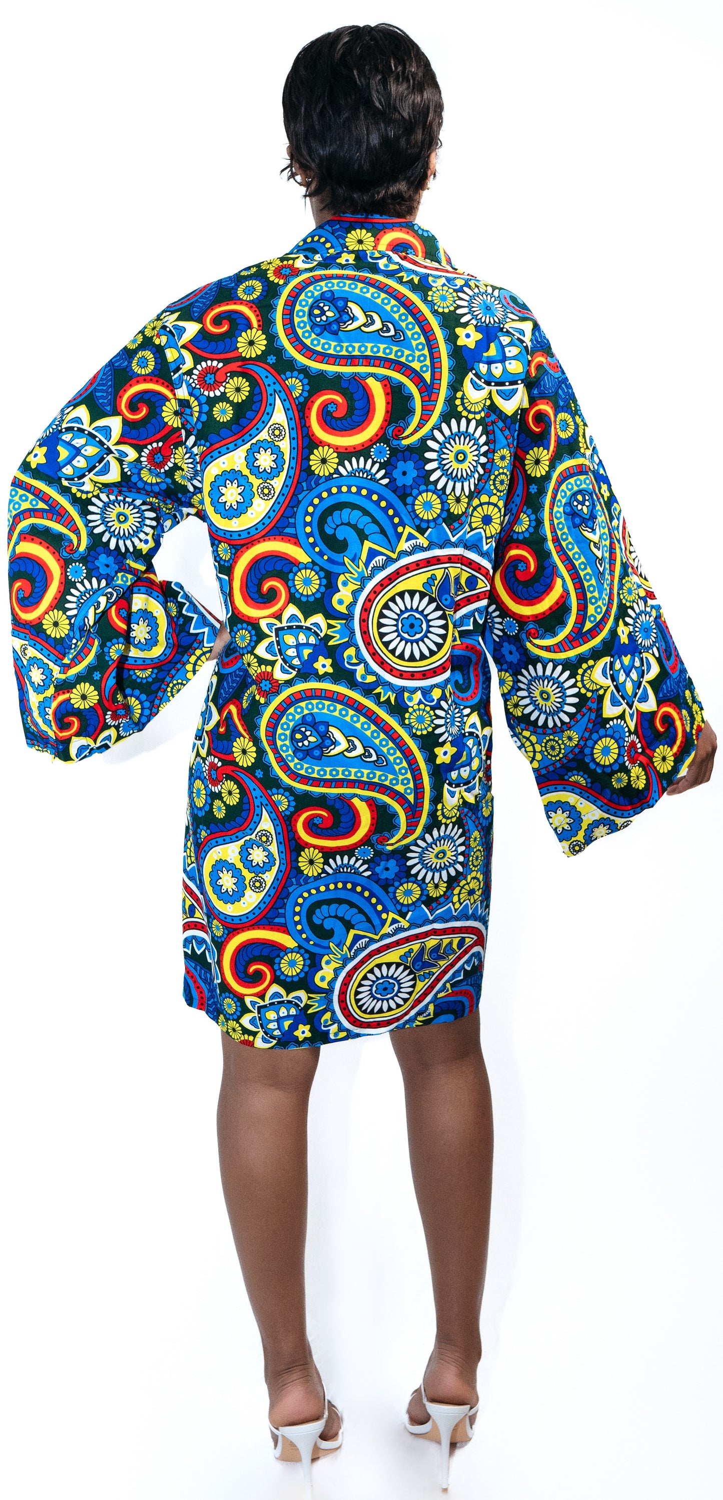 Kim Ocean-Dreams Ankara Long-sleeve African Print Shirt-dress