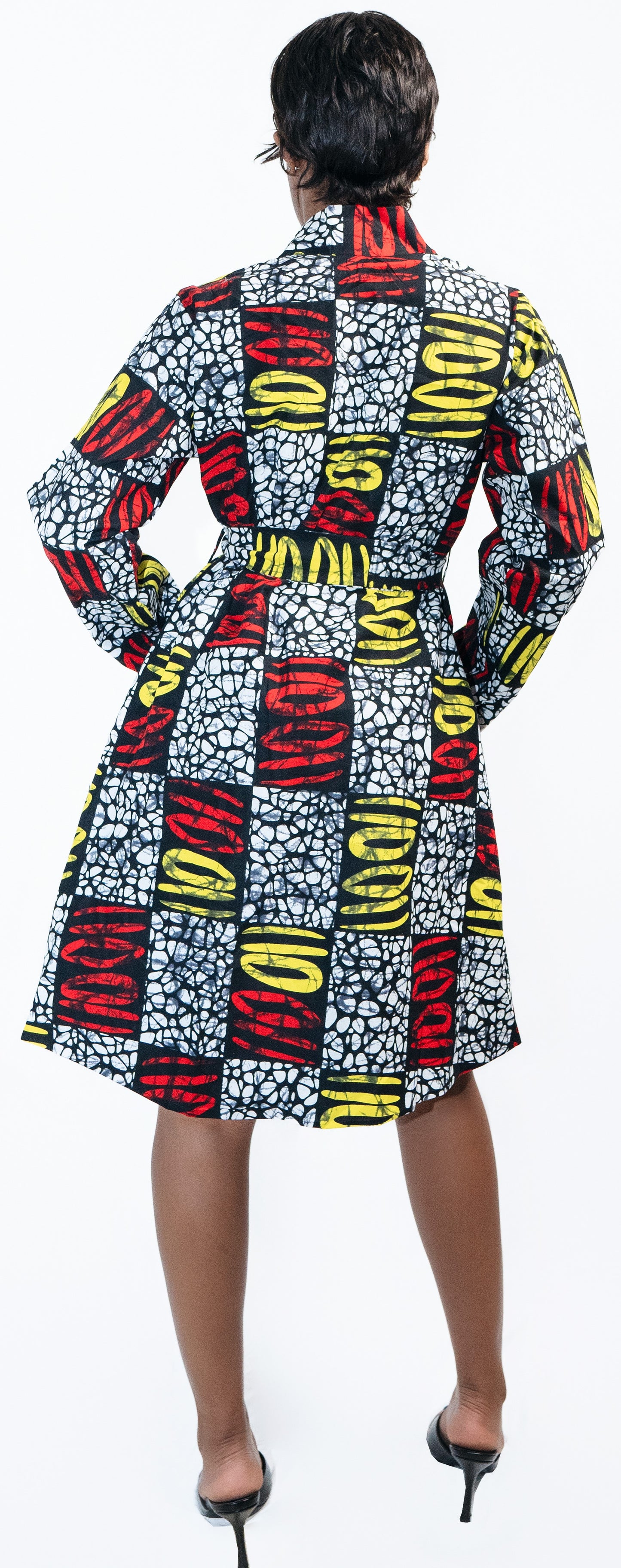Mona-Mari Long Sleeve Ankara African Print Art Canvas Long Sleeve Wrap Dress