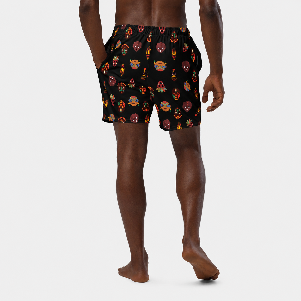 Duro Kinetic Tribal Palm African Print Men's Athletic Performance Shorts - 6.5" Inseam