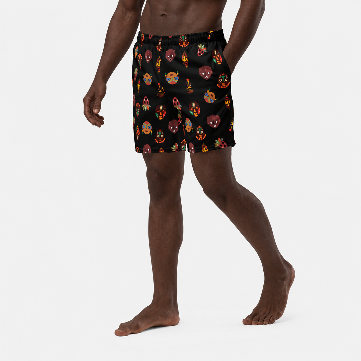 Duro Kinetic Tribal Palm African Print Men's Athletic Performance Shorts - 6.5" Inseam