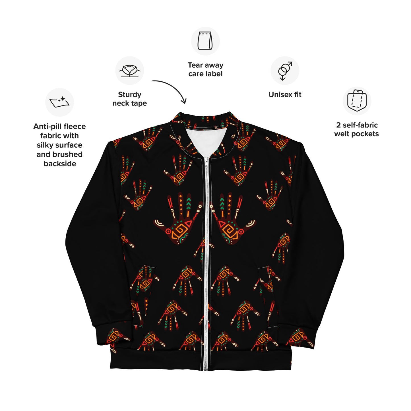 Duro Tribal Palm African Print Unisex Bomber Jacket