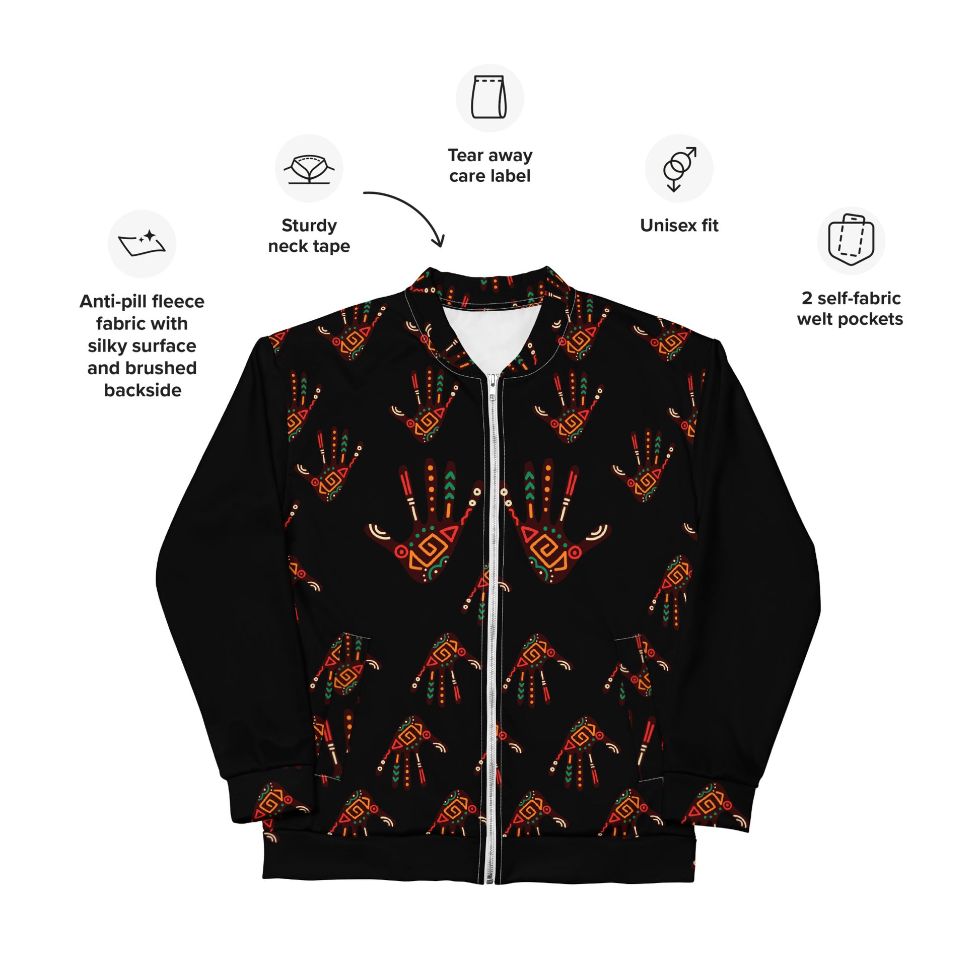 Duro Tribal Palm African Print Unisex Bomber Jacket