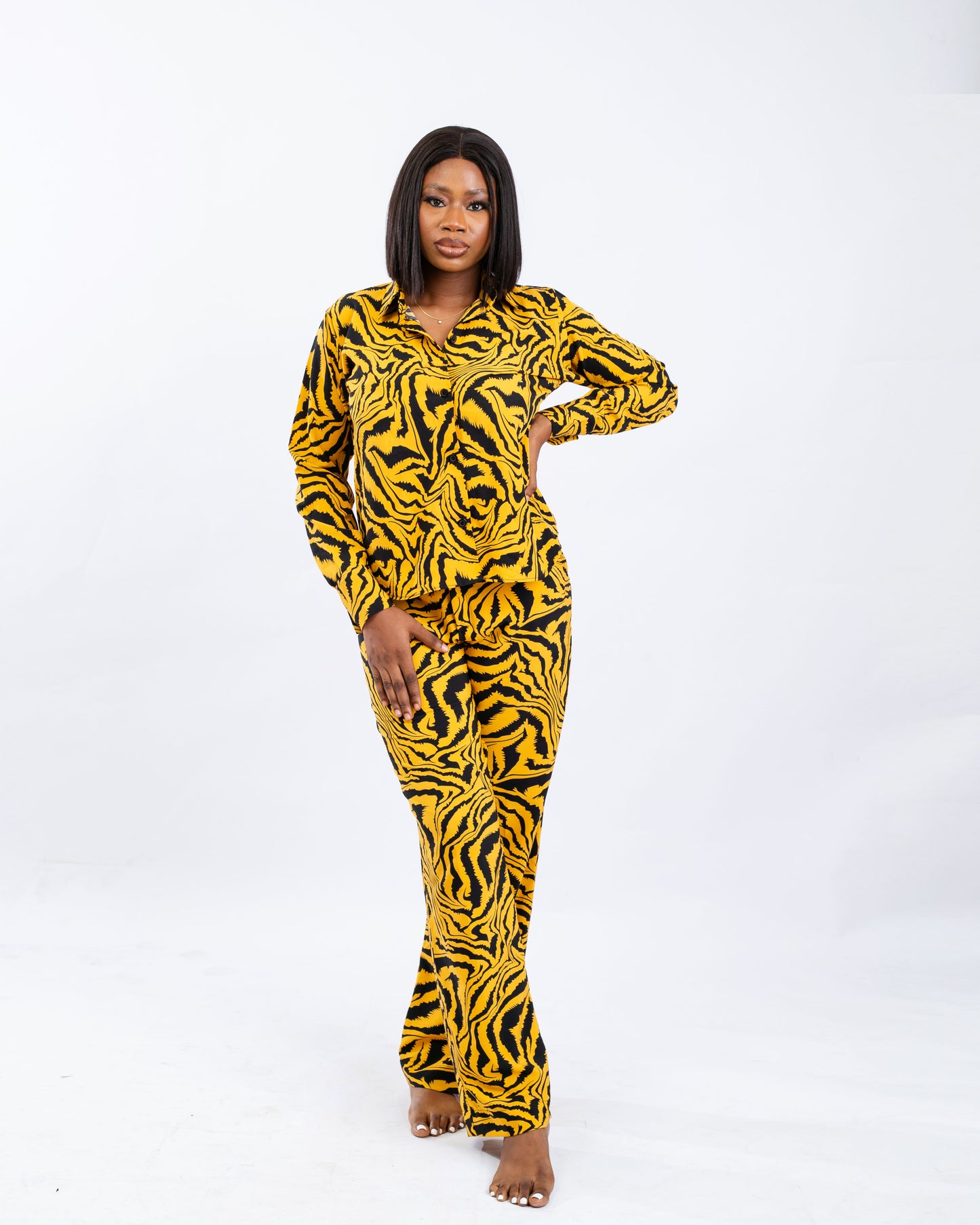 African Print Ankara Co-ord Set  Two-Piece Wide Leg Pant Suit