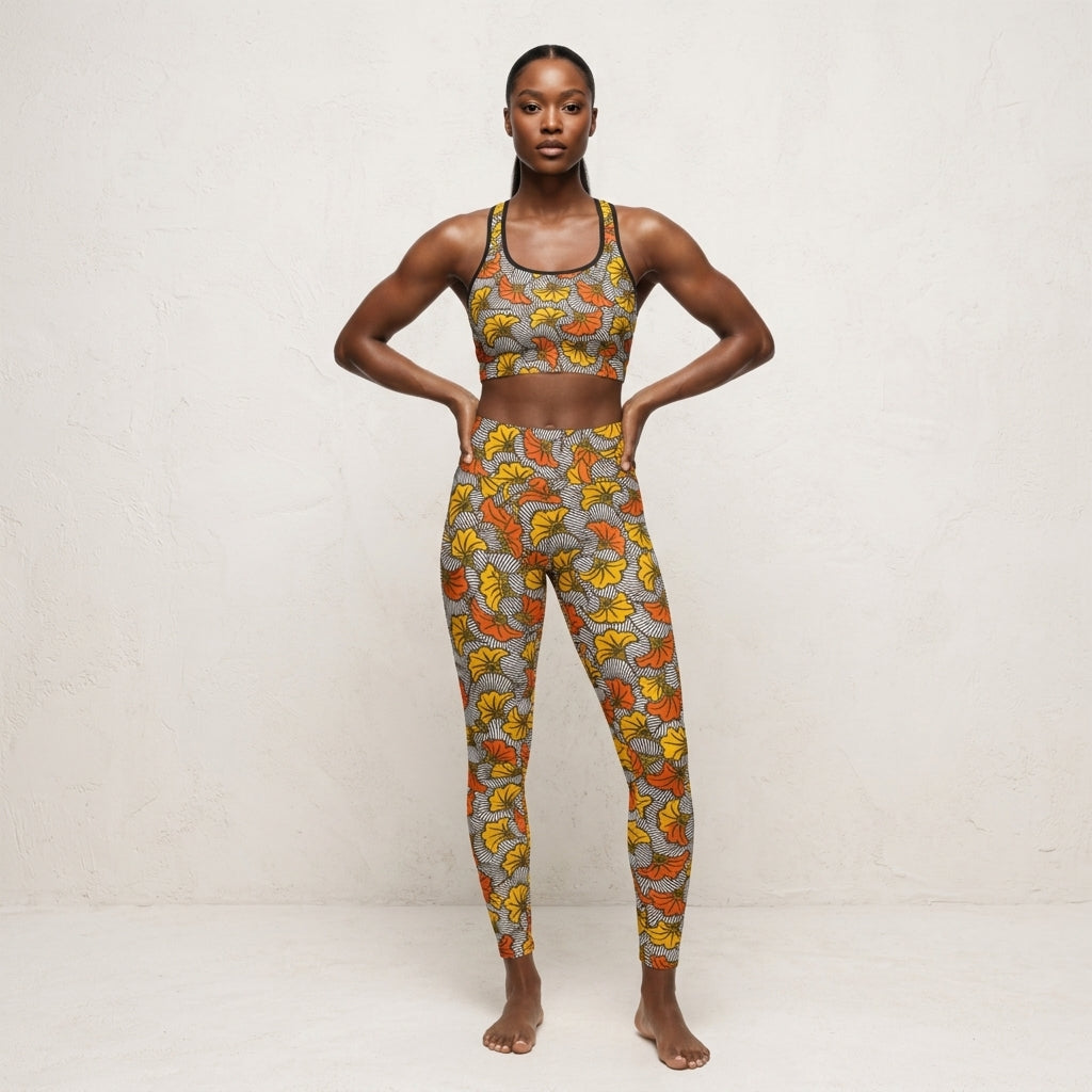 Adun Bloom Print Racerback Sports Bra - Moisture-Wicking Performance