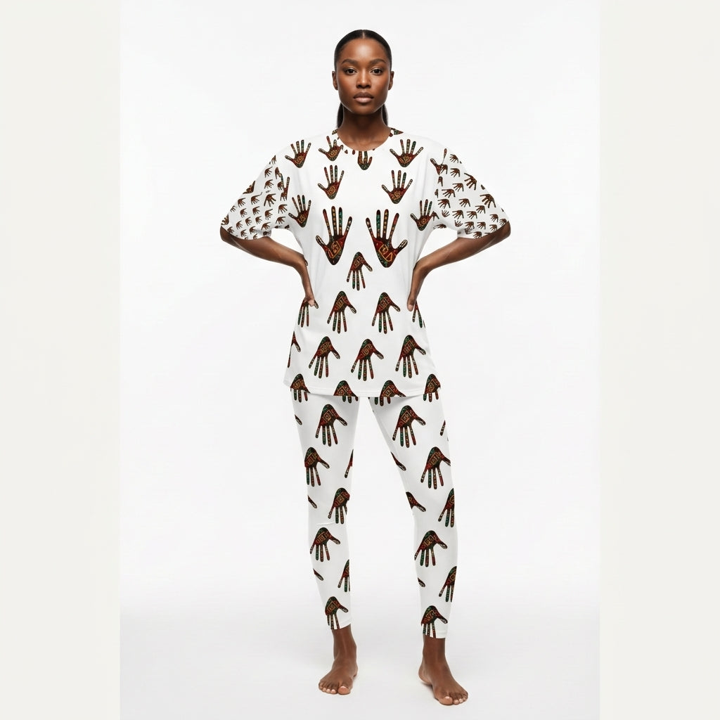 Duro African Print Tribal Palm Women's Crew Neck T-shirt