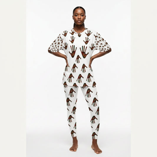 Duro African Print Tribal Palm Women's Crew Neck T-shirt