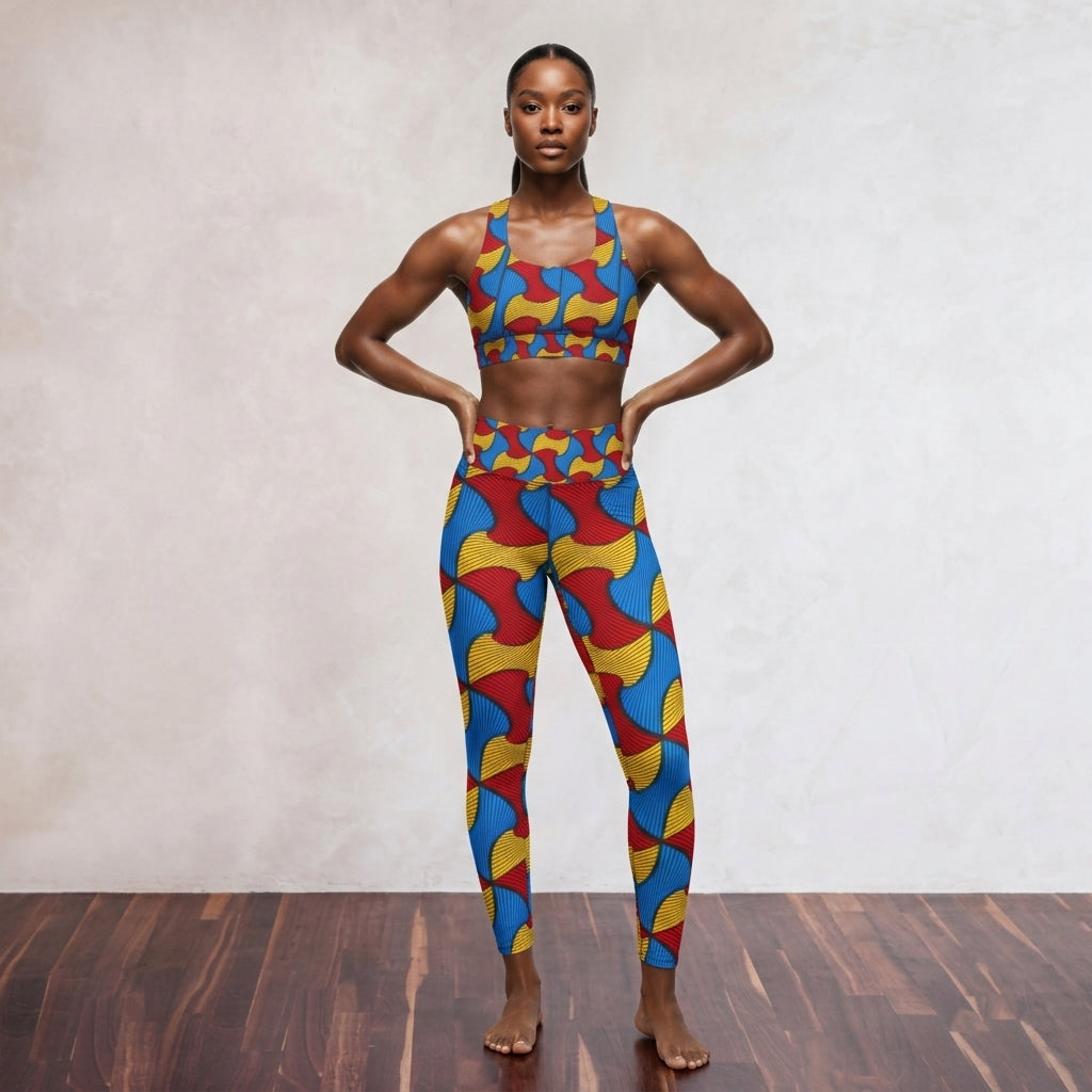 Ankara Print Yoga Leggings: Santi African Print Sports Workout Leggings
