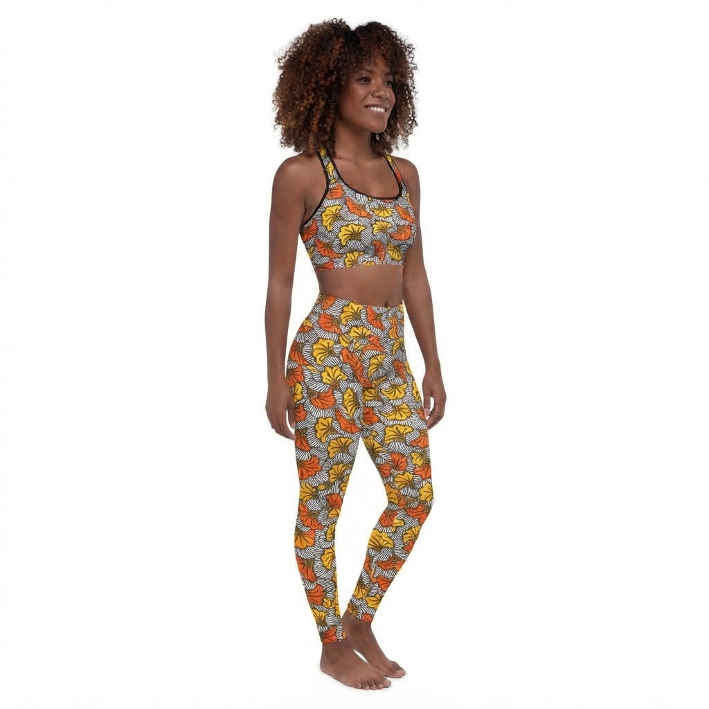 Adun Bloom Print Racerback Sports Bra - Moisture-Wicking Performance