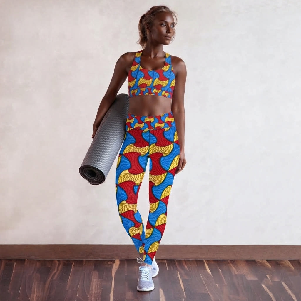 Ankara Print Yoga Leggings: Santi African Print Sports Workout Leggings